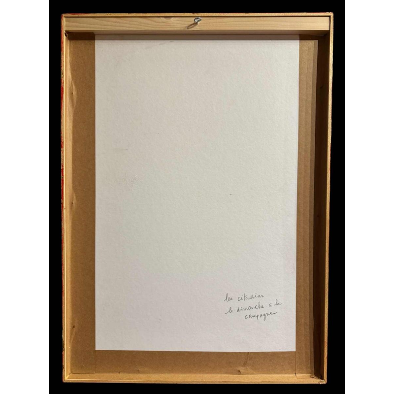 Théo HUMBLET « Les citadins le dimanche à la campagne » 1968 peinture huile sur carton