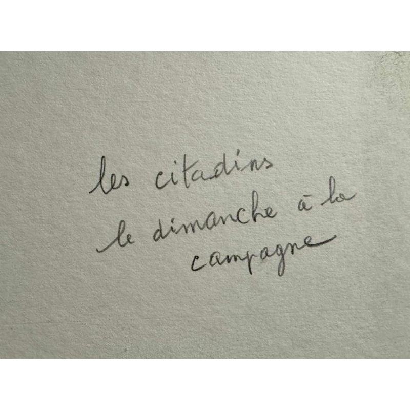 Théo HUMBLET "Les citadins le dimanche à  la campagne" 1968 painting oil on cardboard