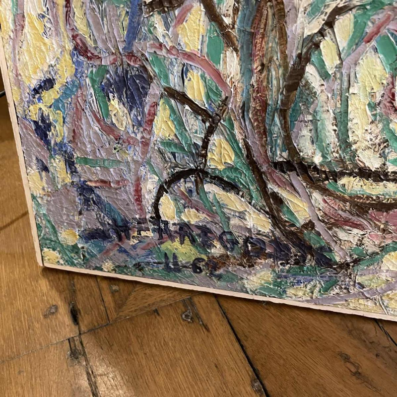 URBAIN HERREGODTS (90x92cm) Abstract Painting from 1962, Oil onPanel