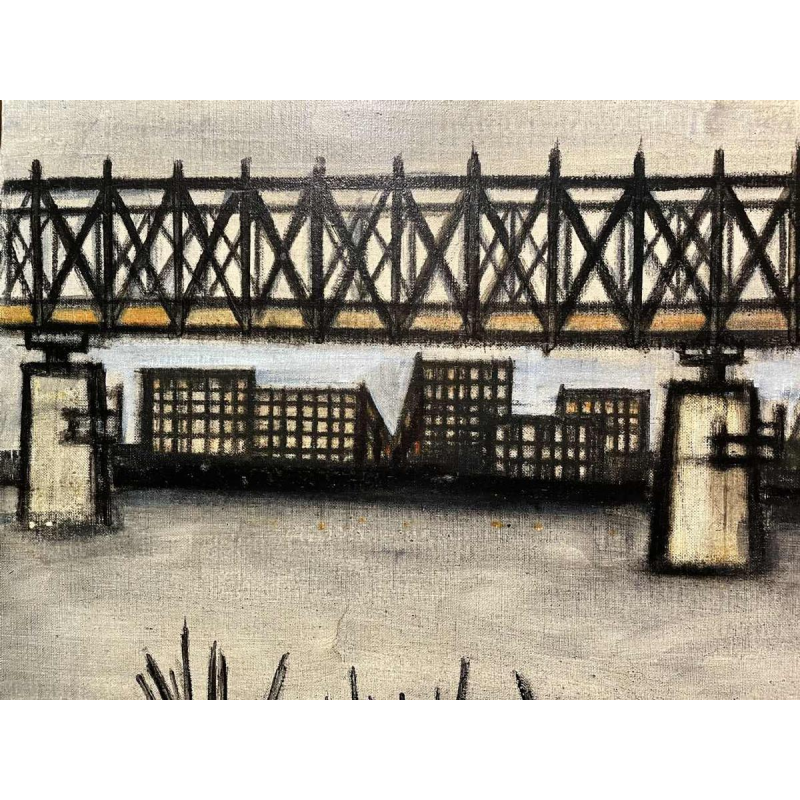 Nicole GRISARD (1938-) : « The Bridge » 1965 oil/canvas 54x73 cm