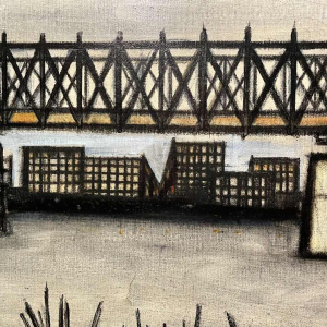 Nicole GRISARD (1938-) : « Le Pont » 1965 hst 54x73 cm