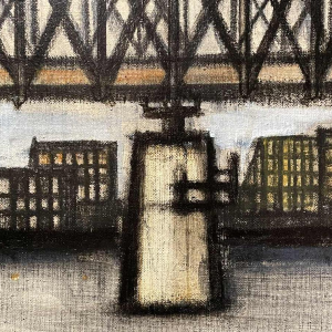Nicole GRISARD (1938-) : « Le Pont » 1965 hst 54x73 cm