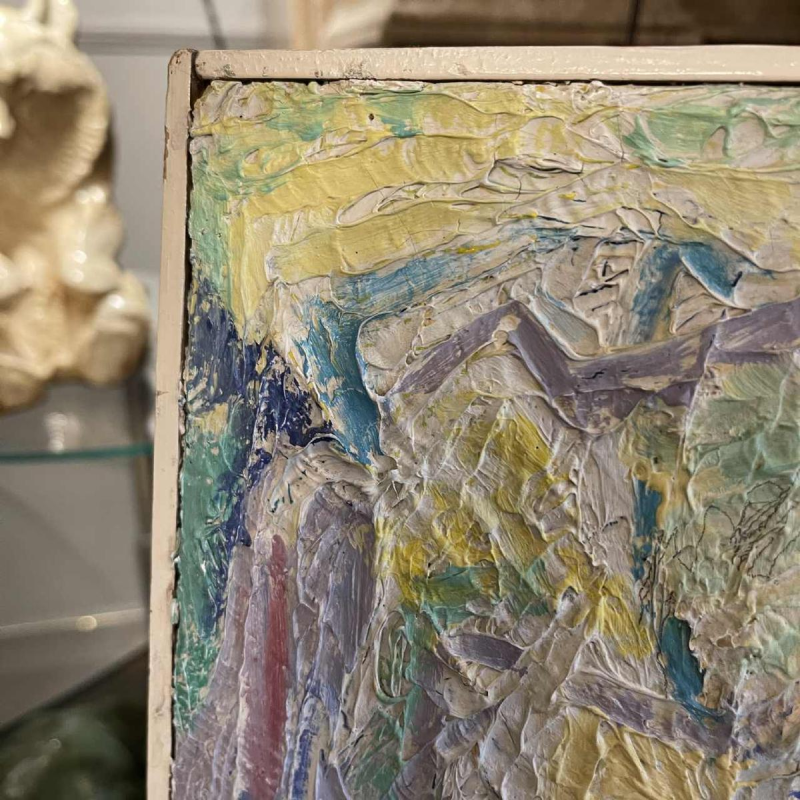 URBAIN HERREGODTS (90x92cm) Abstract Schilderij uit 1962, Olieverf op Paneel