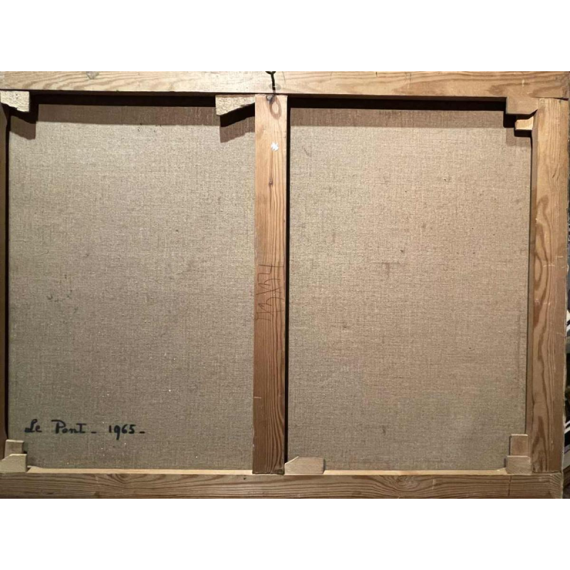 Nicole GRISARD (1938-) : « Le Pont » 1965 hst 54x73 cm