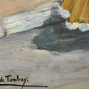 Ellen de TOMBAY « Jeux et détente en bord de mer » peinture huile sur toile