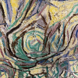 URBAIN HERREGODTS (90x92cm) Tableau Abstrait de 1962, Huile sur Panneau