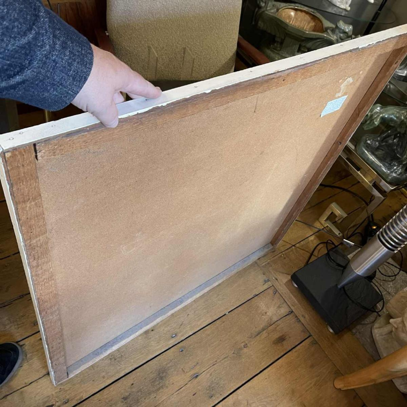 URBAIN HERREGODTS (90x92cm) Tableau Abstrait de 1962, Huile sur Panneau