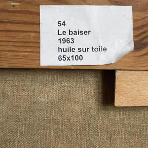 Luc PEROT (1922-1985): « Le baiser » 1963 hst