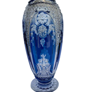 Joseph Simon / Val Saint Lambert, Art Déco de Paris vase in blue cut crystal, ca 1920