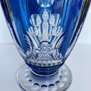 Joseph Simon / Val Saint Lambert, Art Déco de Paris vase in blue cut crystal, ca 1920