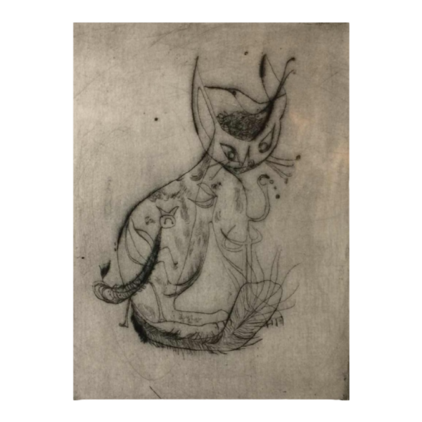 Anne Body " The Cat's Parasite " signed etching, dated 1961 and numbered 1/9