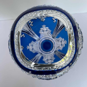 Joseph Simon / Val Saint Lambert, Art Déco de Paris vase in blue cut crystal, ca 1920