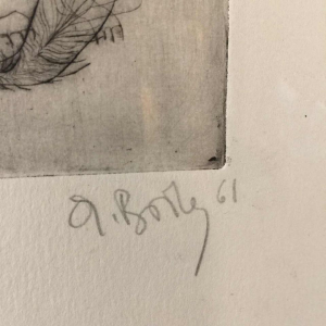 Anne Body " Le Parasite du Chat ", gravure signée, datée 1961 et numérotée 1/9