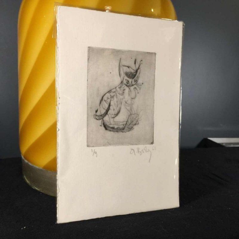 Anne Body " The Cat's Parasite " signed etching, dated 1961 and numbered 1/9