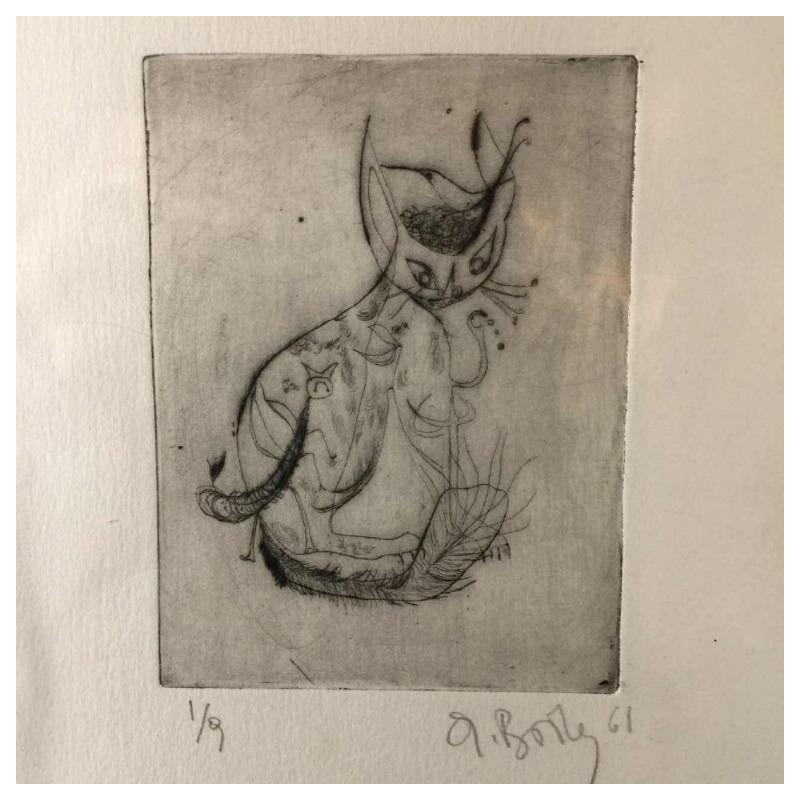 Anne Body " The Cat's Parasite " signed etching, dated 1961 and numbered 1/9