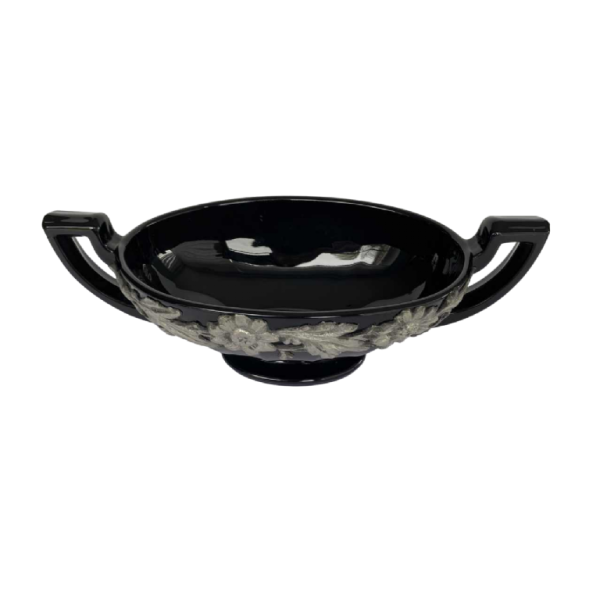 Val Saint Lambert, coupe 'Noémie' noire avec garniture en étain