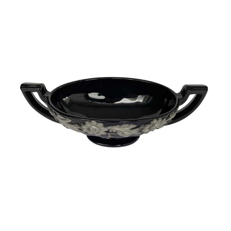 Val Saint Lambert, coupe 'Noémie' noire avec garniture en étain