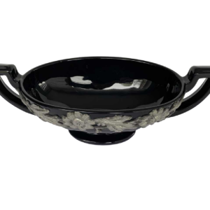 Val Saint Lambert 'Noémie' black bowl with pewter trim