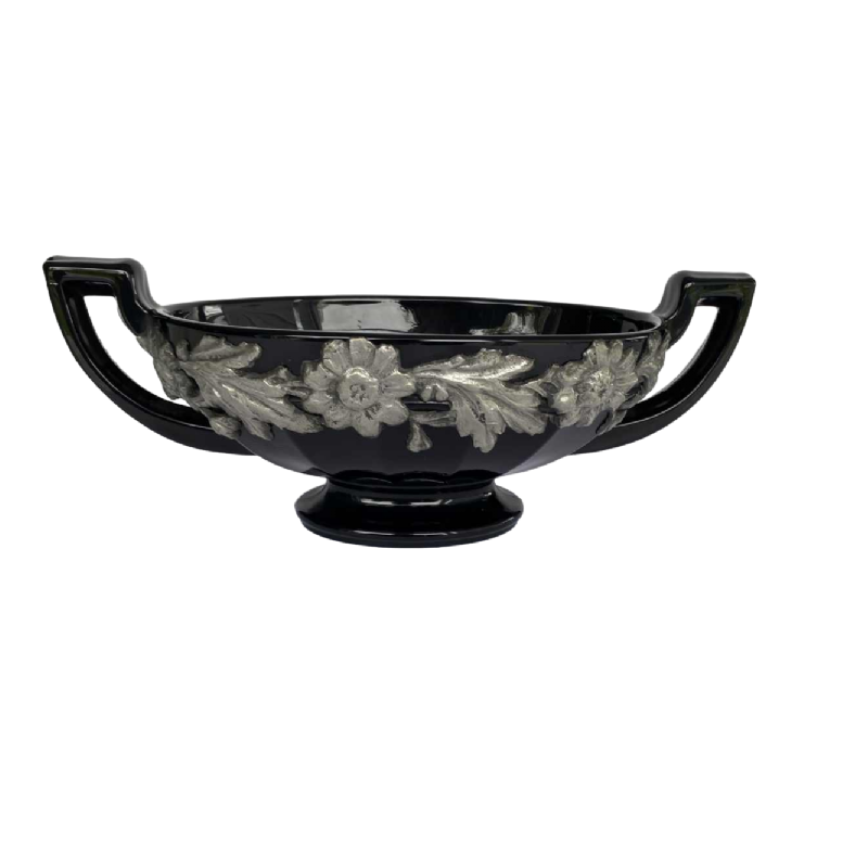 Val Saint Lambert, coupe 'Noémie' noire avec garniture en étain