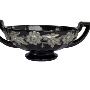 Val Saint Lambert 'Noémie' black bowl with pewter trim