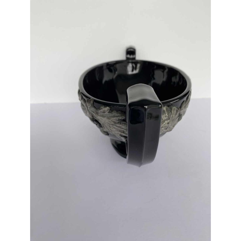 Val Saint Lambert 'Noémie' black bowl with pewter trim