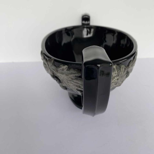 Val Saint Lambert 'Noémie' black bowl with pewter trim