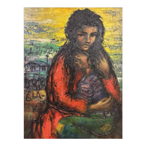 Olivier Henri BOSERET "The Gypsies" 1961 oil painting on wood