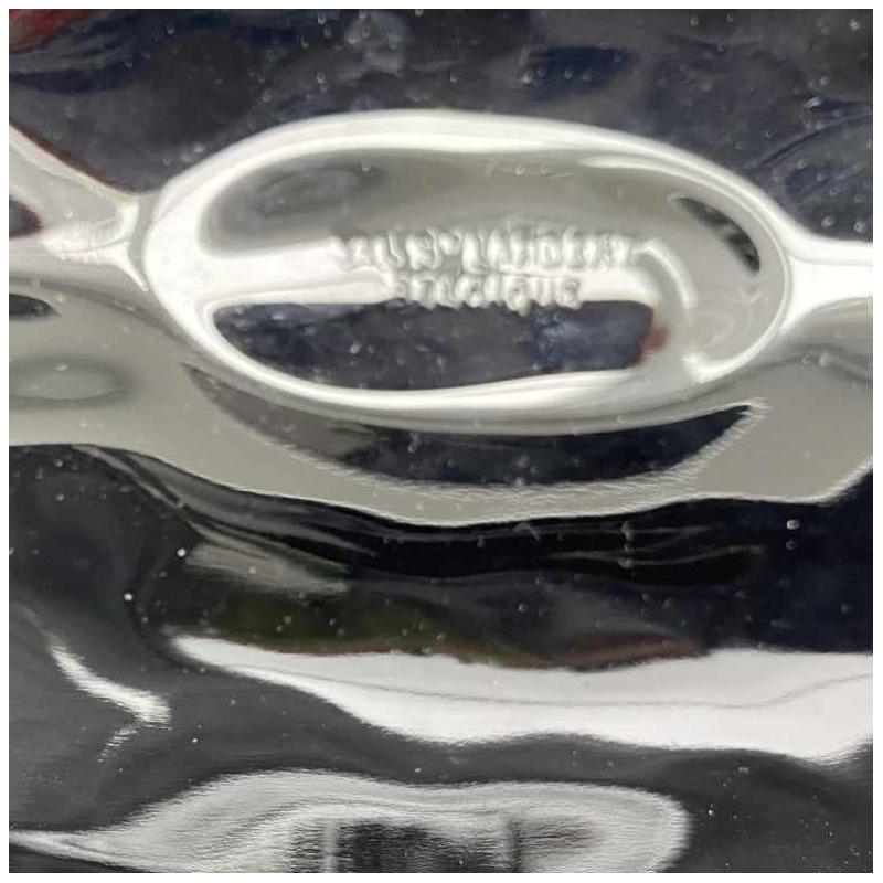 Val Saint Lambert 'Noémie' black bowl with pewter trim