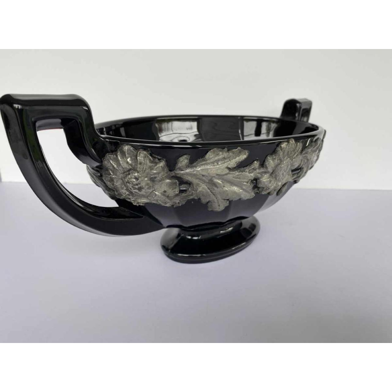 Val Saint Lambert, coupe 'Noémie' noire avec garniture en étain