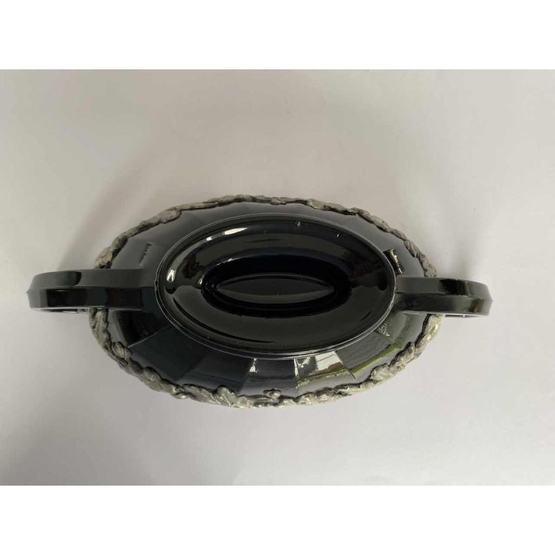 Val Saint Lambert 'Noémie' black bowl with pewter trim