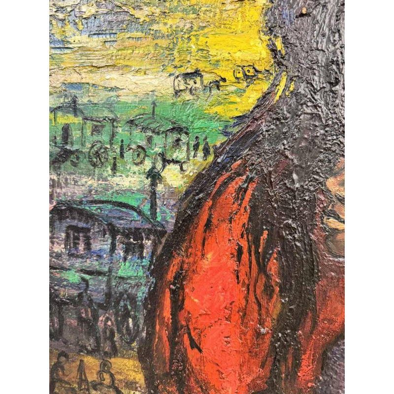 Olivier Henri BOSERET "De zigeuners" 1961 olieverf op hout