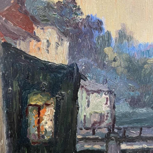 Albert DANDOY (1885-1977): La Sambre à Namur 1960 oil on copper