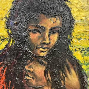 Olivier Henri BOSERET « Les gitans » 1961 peinture huile sur bois