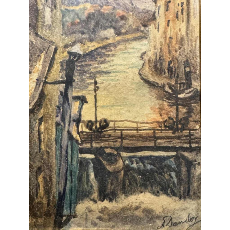 Albert DANDOY (1885-1977): « Namur - écluse et remorqueur sur la Sambre