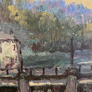 Albert DANDOY (1885-1977): La Sambre à Namur 1960 oil on copper