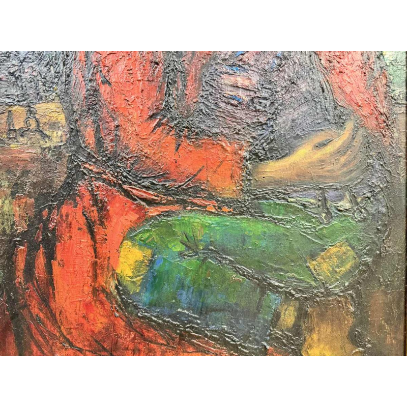 Olivier Henri BOSERET "The Gypsies" 1961 oil painting on wood