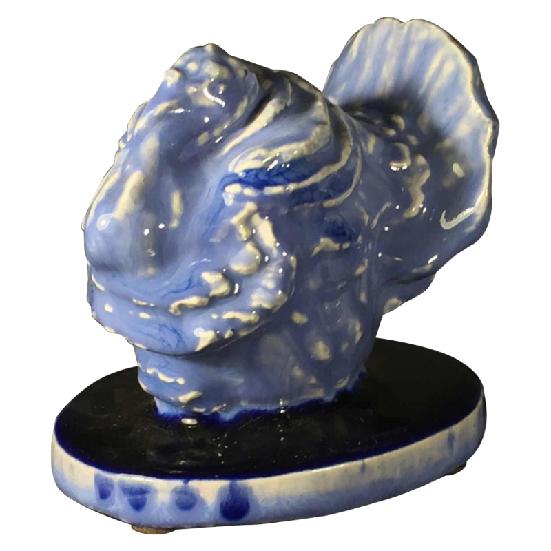 Domien Ingels voor CERAMAES, Keramisch dierbeeldhouwwerk, Blauw Turkije, 1930