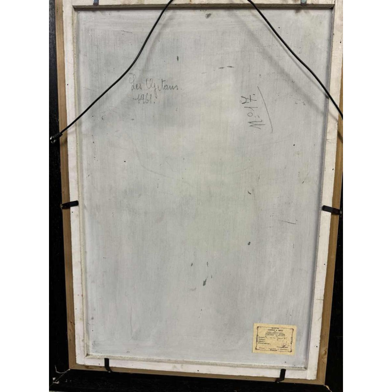 Olivier Henri BOSERET « Les gitans » 1961 peinture huile sur bois