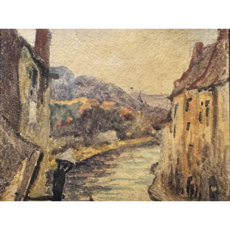 Albert DANDOY (1885-1977): «Namur - lock and tuger on the Sambre »
