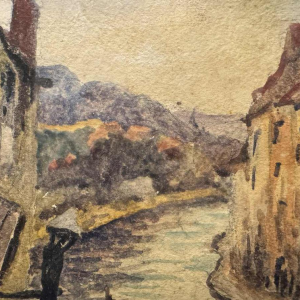 Albert DANDOY (1885-1977): « Namen - sluis en sleepboot op de Sambre »