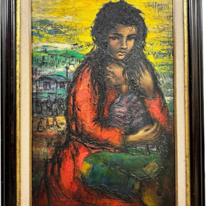 Olivier Henri BOSERET « Les gitans » 1961 peinture huile sur bois