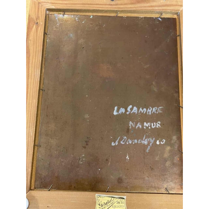 Albert DANDOY (1885-1977): La Sambre à Namur 1960 oil on copper