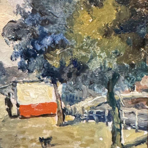 Albert DANDOY « Rue du Pont 1960 » peinture huile sur cuivre