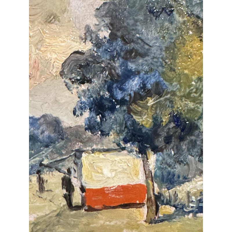 Albert DANDOY "Brug straat Namen 1960" schilderij olieverf op koper