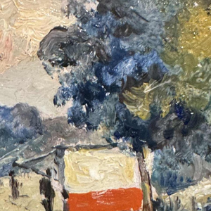 Albert DANDOY "Brug straat Namen 1960" schilderij olieverf op koper