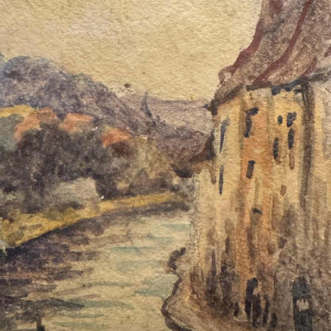 Albert DANDOY (1885-1977): « Namen - sluis en sleepboot op de Sambre »