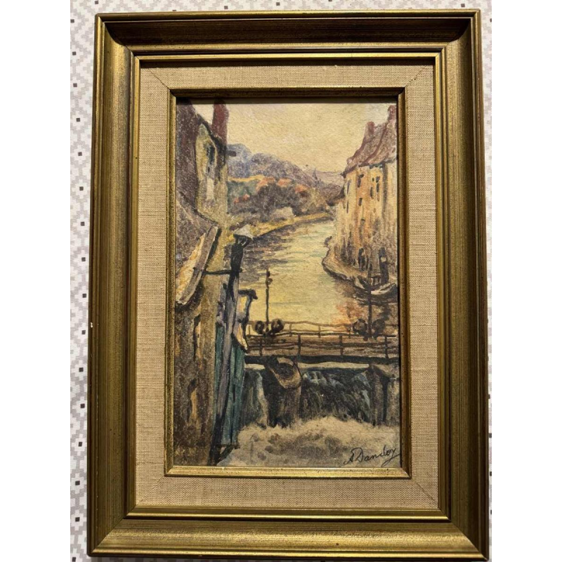 Albert DANDOY (1885-1977): « Namen - sluis en sleepboot op de Sambre »