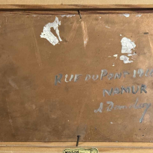 Albert DANDOY "Brug straat Namen 1960" schilderij olieverf op koper