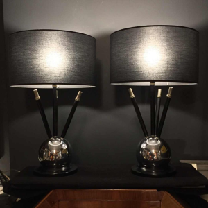 Paar Art Deco "Ball" Tafel lamp, Jacques Adnet stijl, circa 1930/40