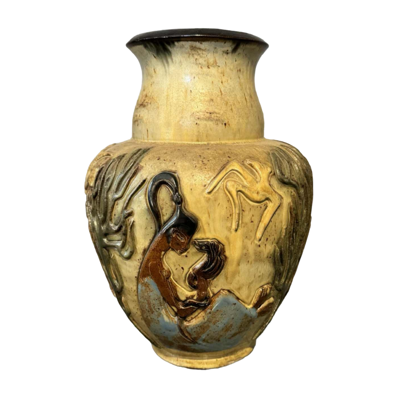 Jules GUERIN (1919-1999): vase pièce unique décor « africaniste »